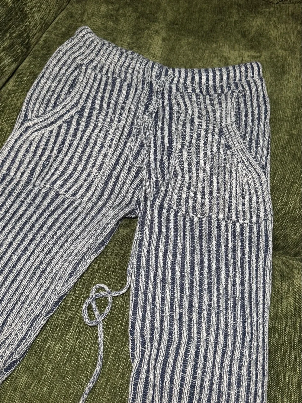 Striped Knit Halter Lounge Set in Navy and Cream